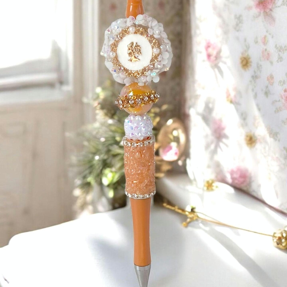 Handmade Gold Sparkle Vintage Beaded Pen